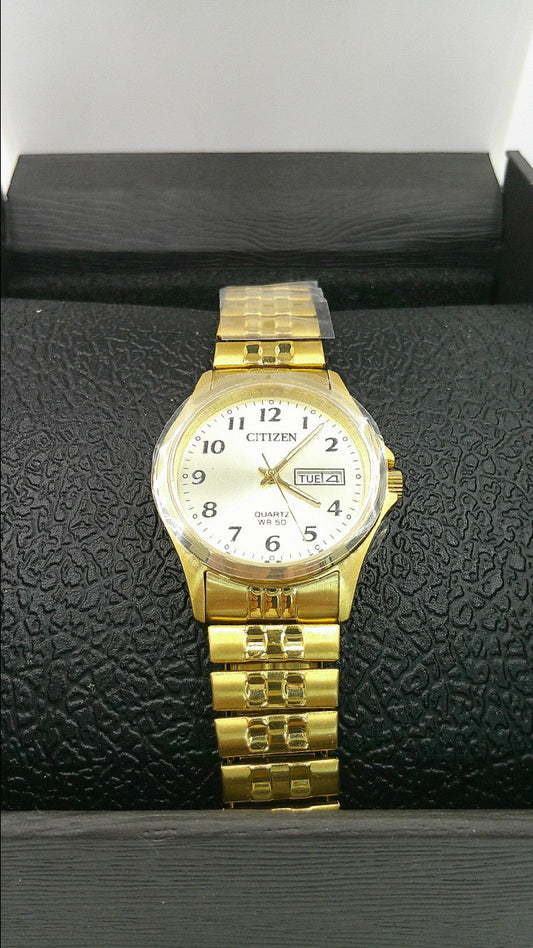 Citizen Watch | Yellow toned stainless steel stretch band | Quartz WR 50