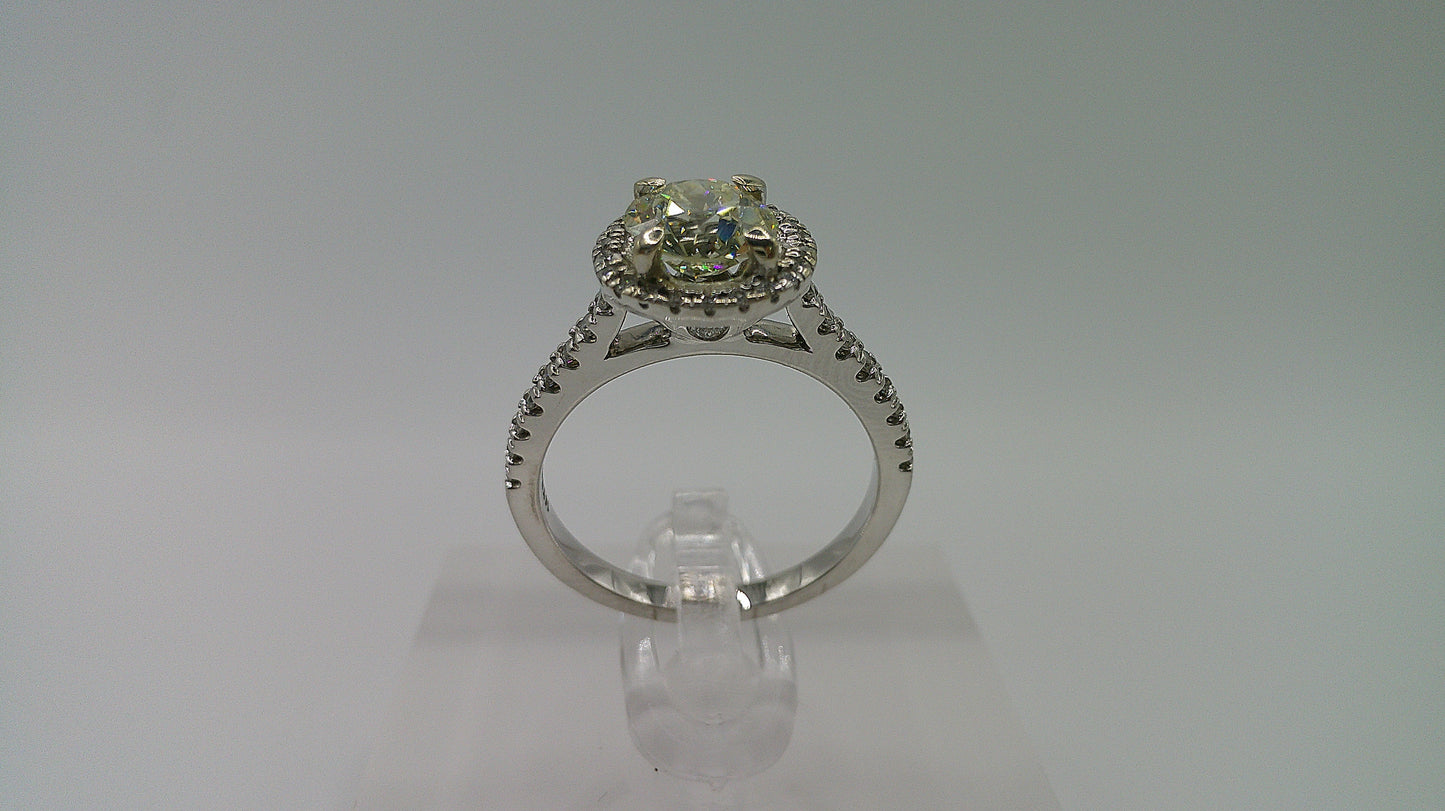 14k white gold Diamond engagement ring | Halo | 1.50 carat | Old European Brilliant | 6.75 ring size
