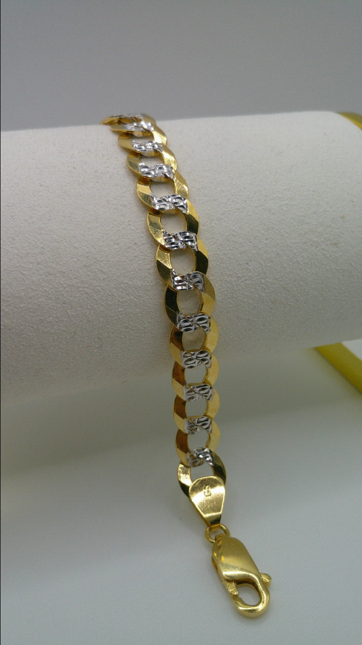 14k gold Pave flat Cuban link bracelet | 8 inches
