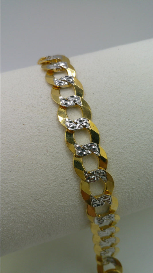 14k gold Pave flat Cuban link bracelet | 8 inches