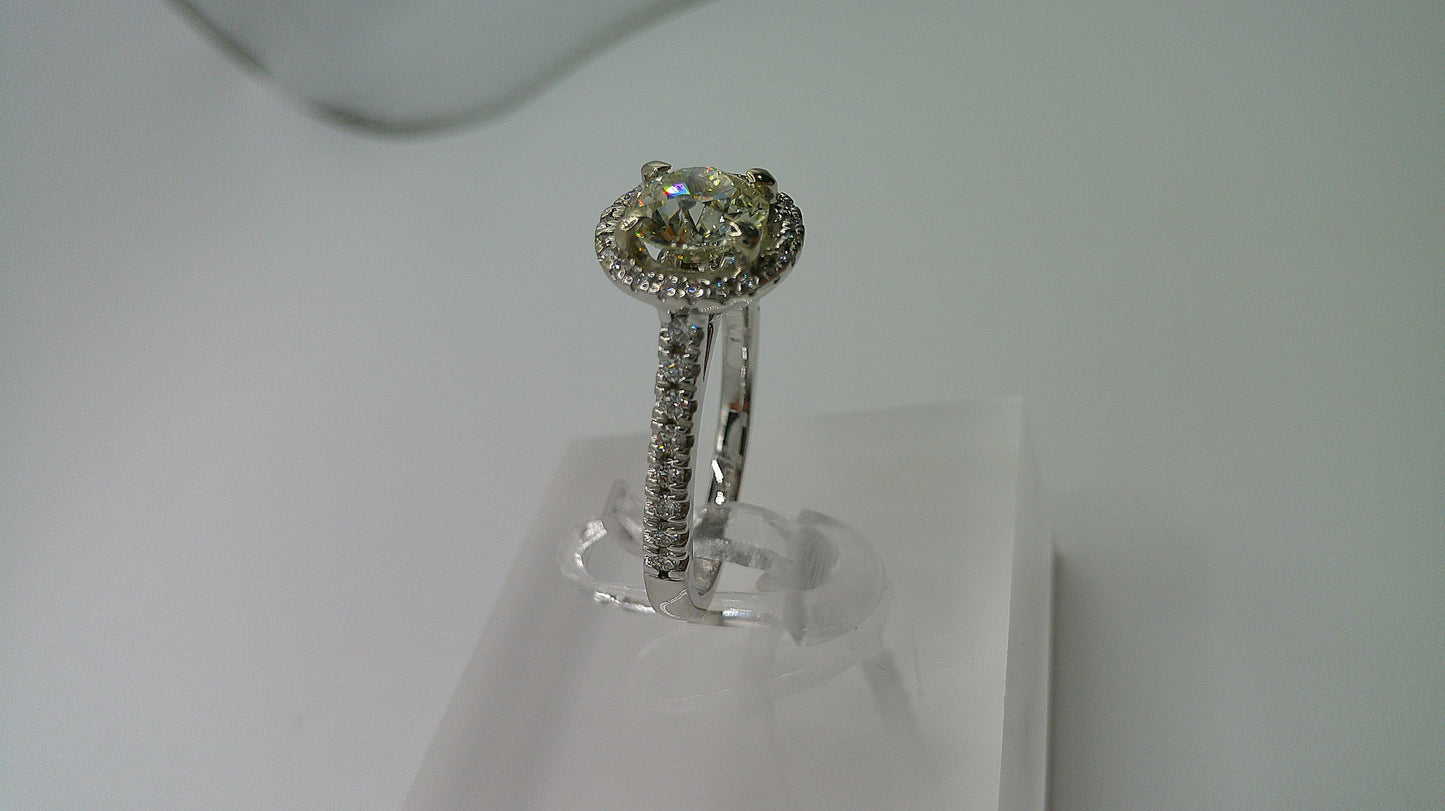 14k white gold Diamond engagement ring | Halo | 1.50 carat | Old European Brilliant | 6.75 ring size