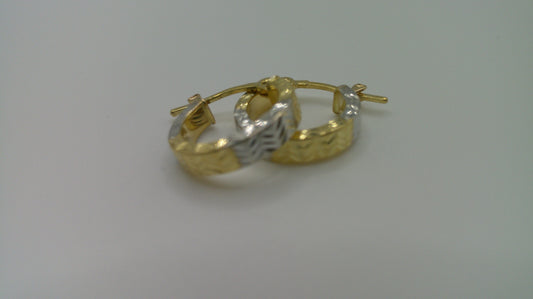 14k two-toned gold | diamond cut hoop | 2mm | 0.5 inch wide