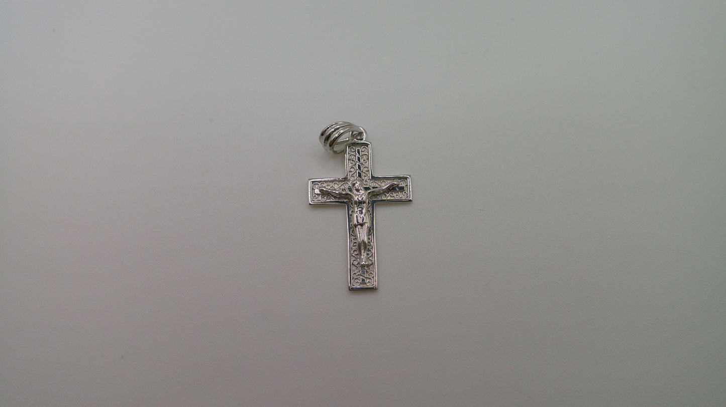 14k white gold cross pendant | crucifix | 1.3g