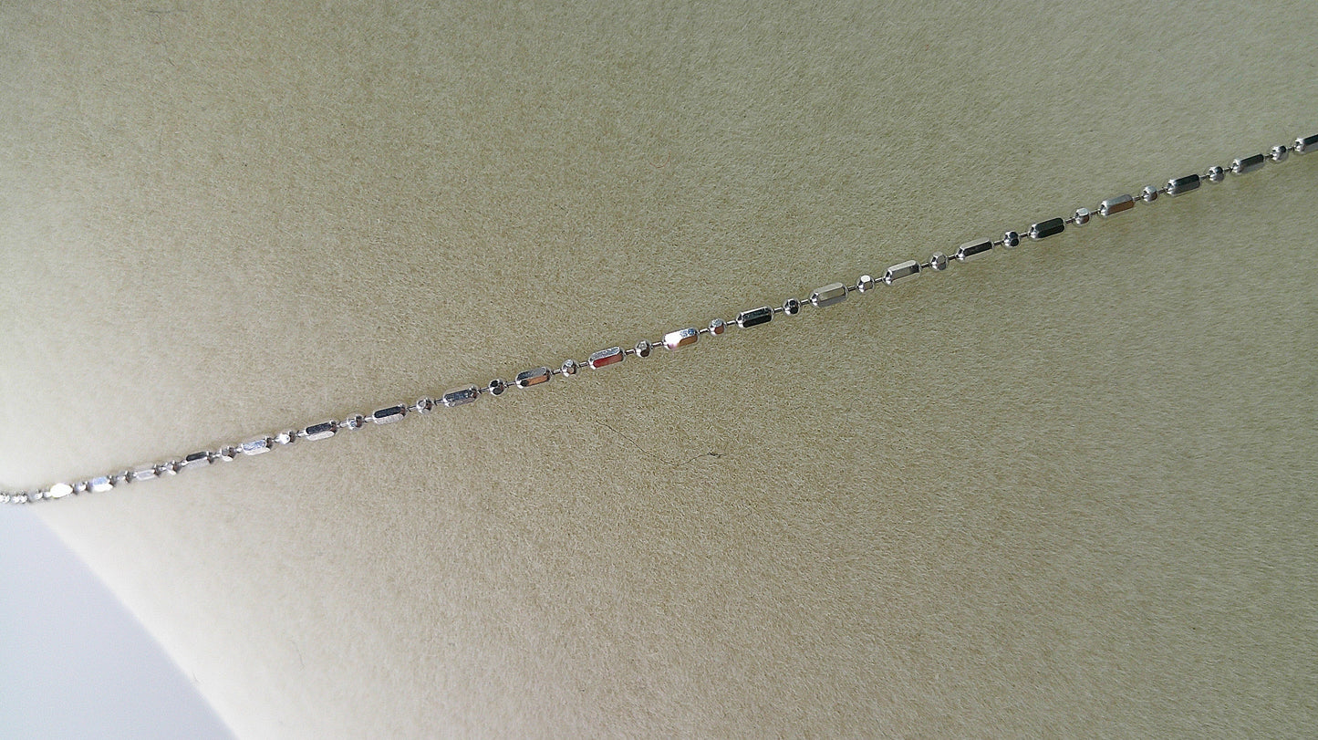 14k white gold chain | thin bead chain | 18 inches