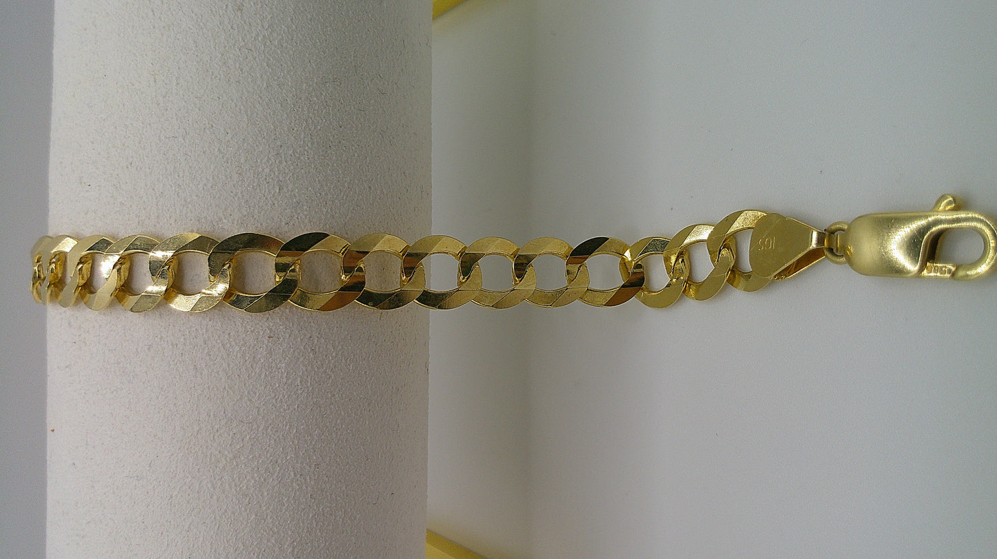 14k yellow gold flat Cuban link bracelet | 8 inches