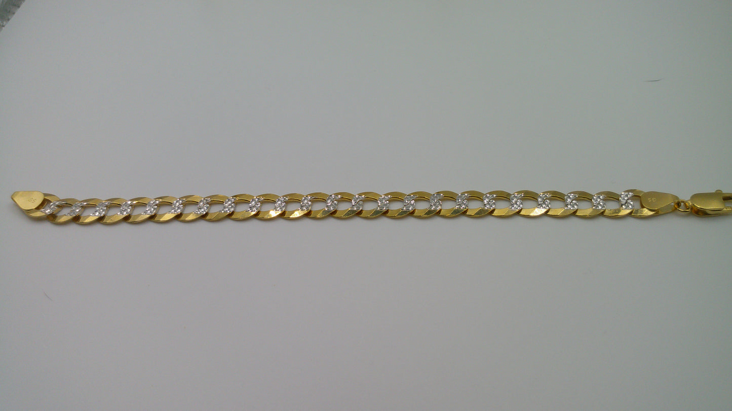 14k gold Pave flat Cuban link bracelet | 8 inches