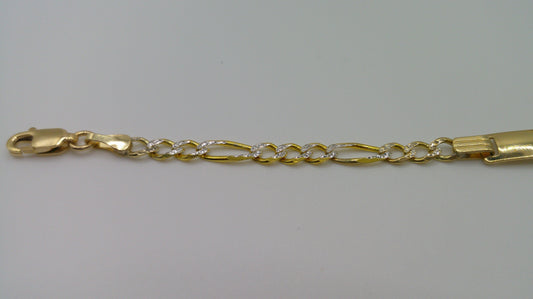 14k gold baby bracelet | ID bracelet | Figaro Pave Link Bracelet