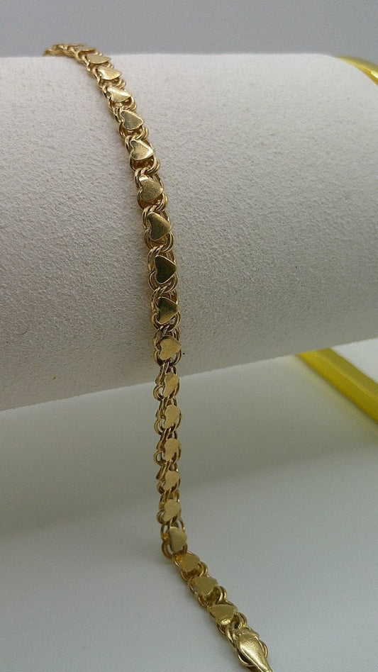 14k gold heart bracelet | 7.5 inches