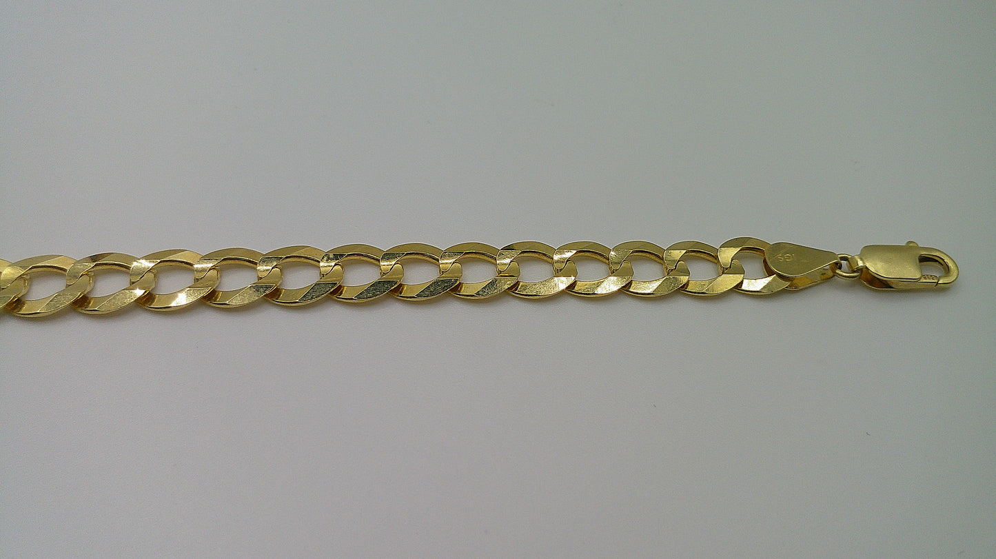 14k yellow gold flat Cuban link bracelet | 8 inches