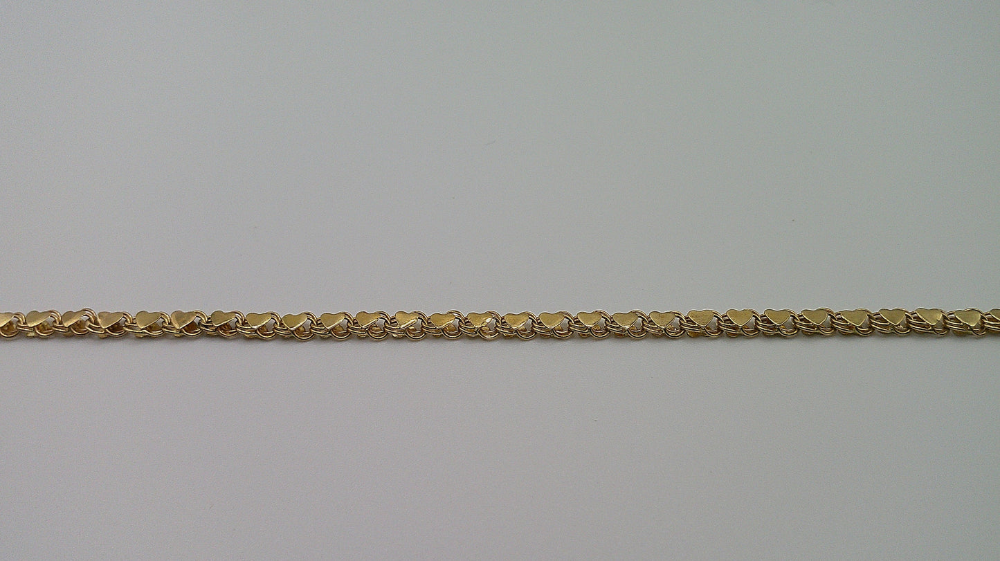 14k gold heart bracelet | 7.5 inches
