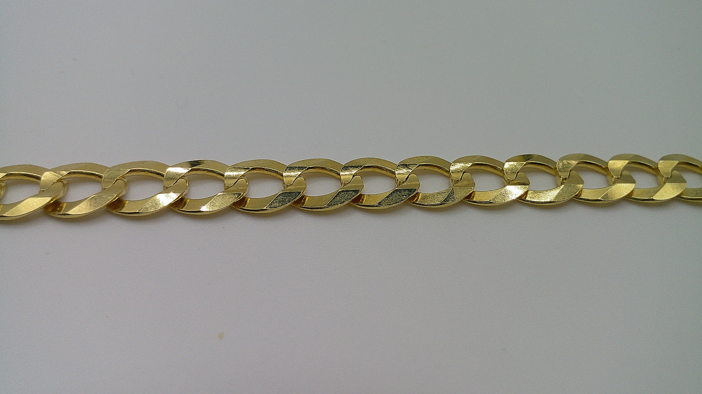 14k yellow gold flat Cuban link bracelet | 8 inches