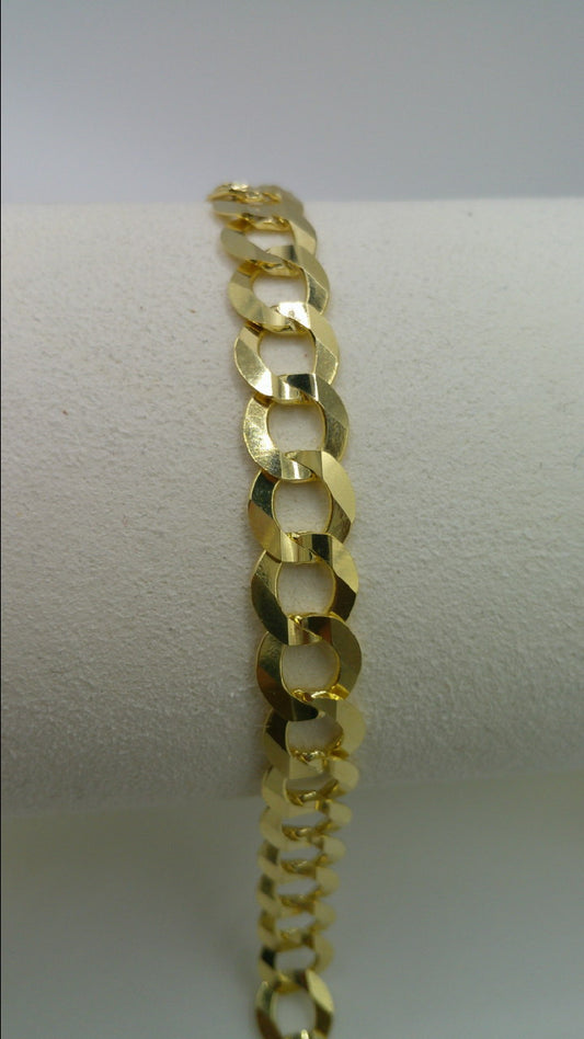 14k gold flat Cuban link bracelet | 8.5 inches