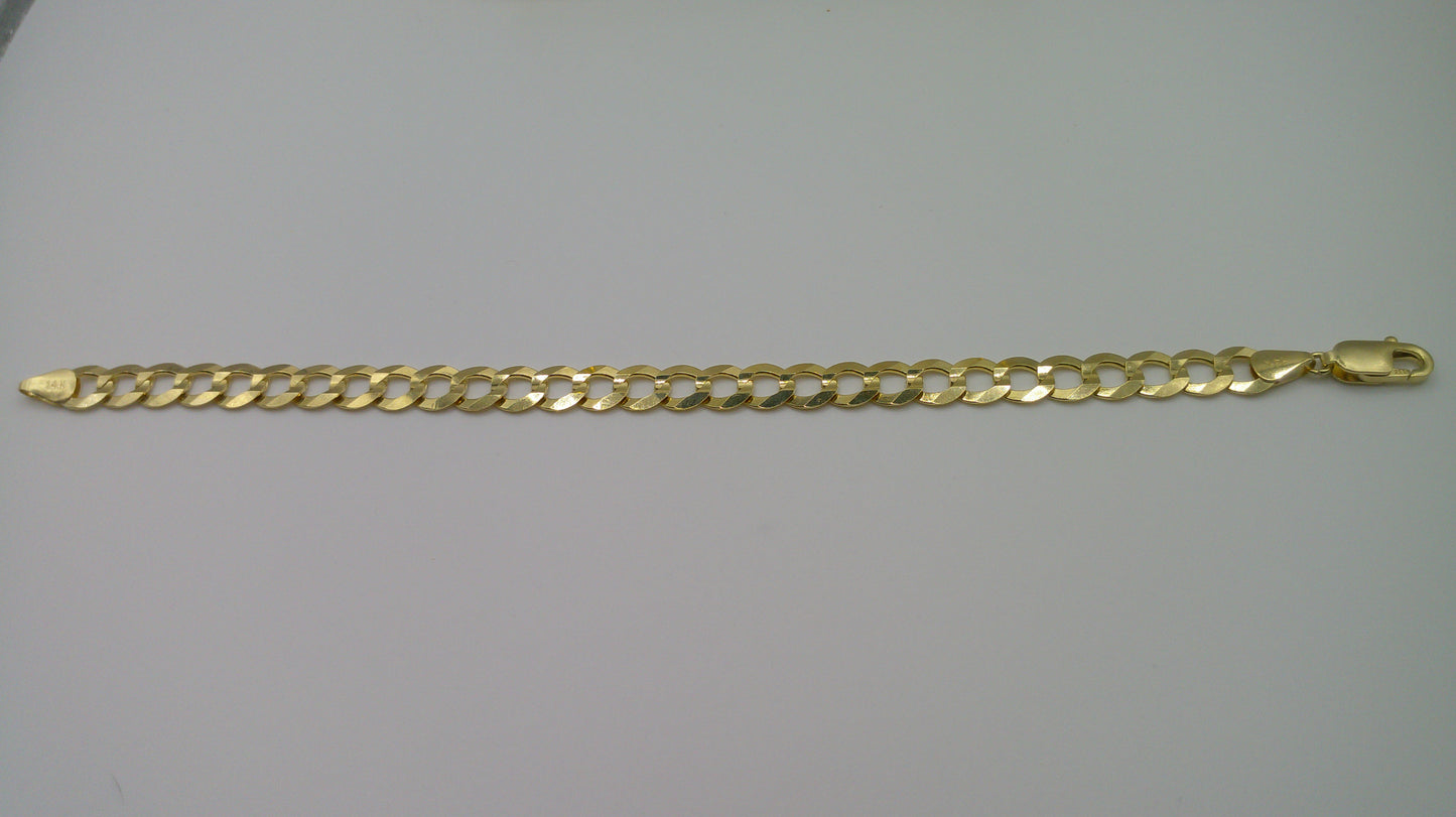 14k gold flat Cuban link bracelet | 8.5 inches