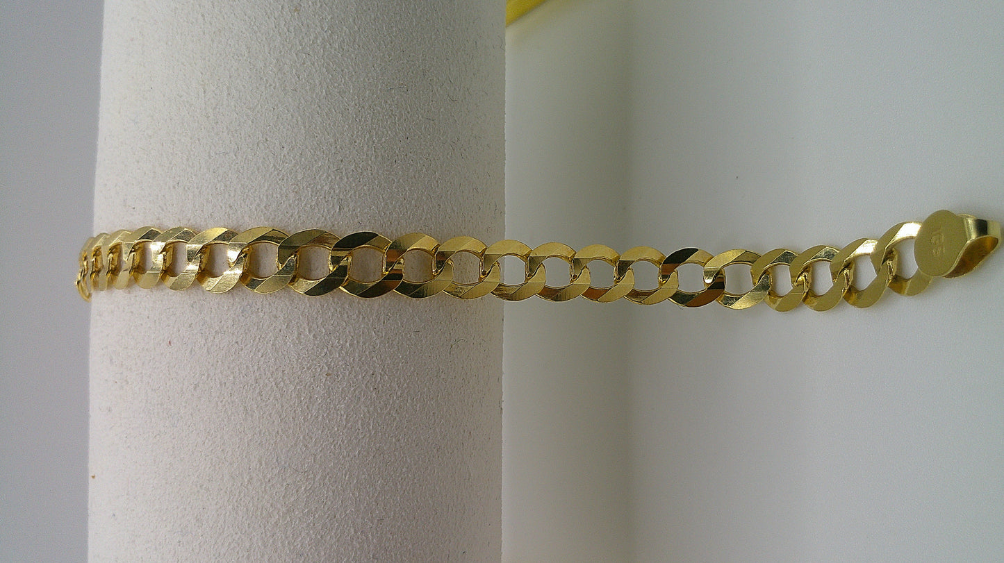14k yellow gold flat Cuban link bracelet | 8 inches