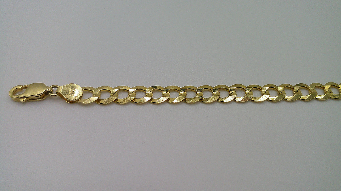 14k yellow gold flat Cuban link bracelet | 8 inches