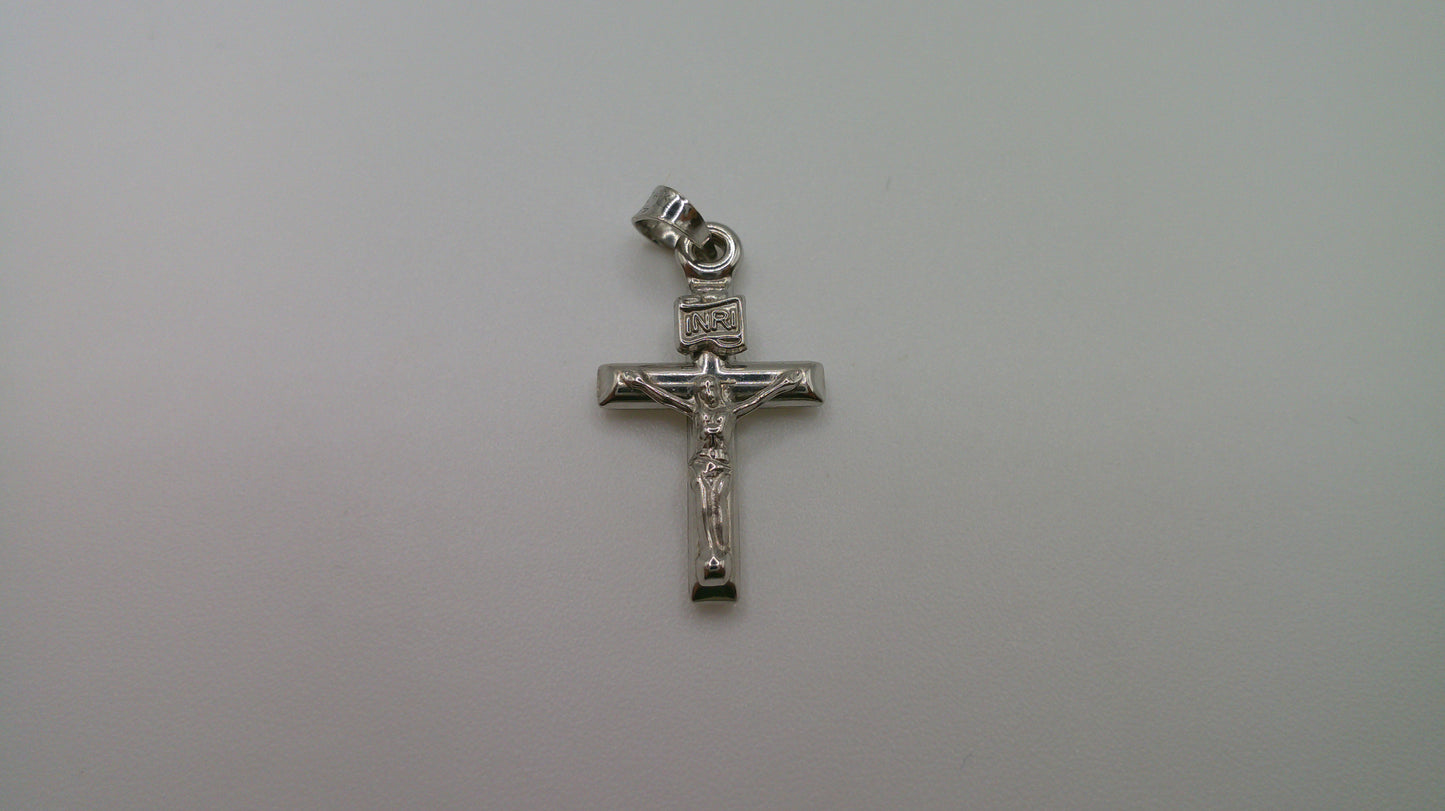 14k white gold cross pendant | crucifix | 0.5g