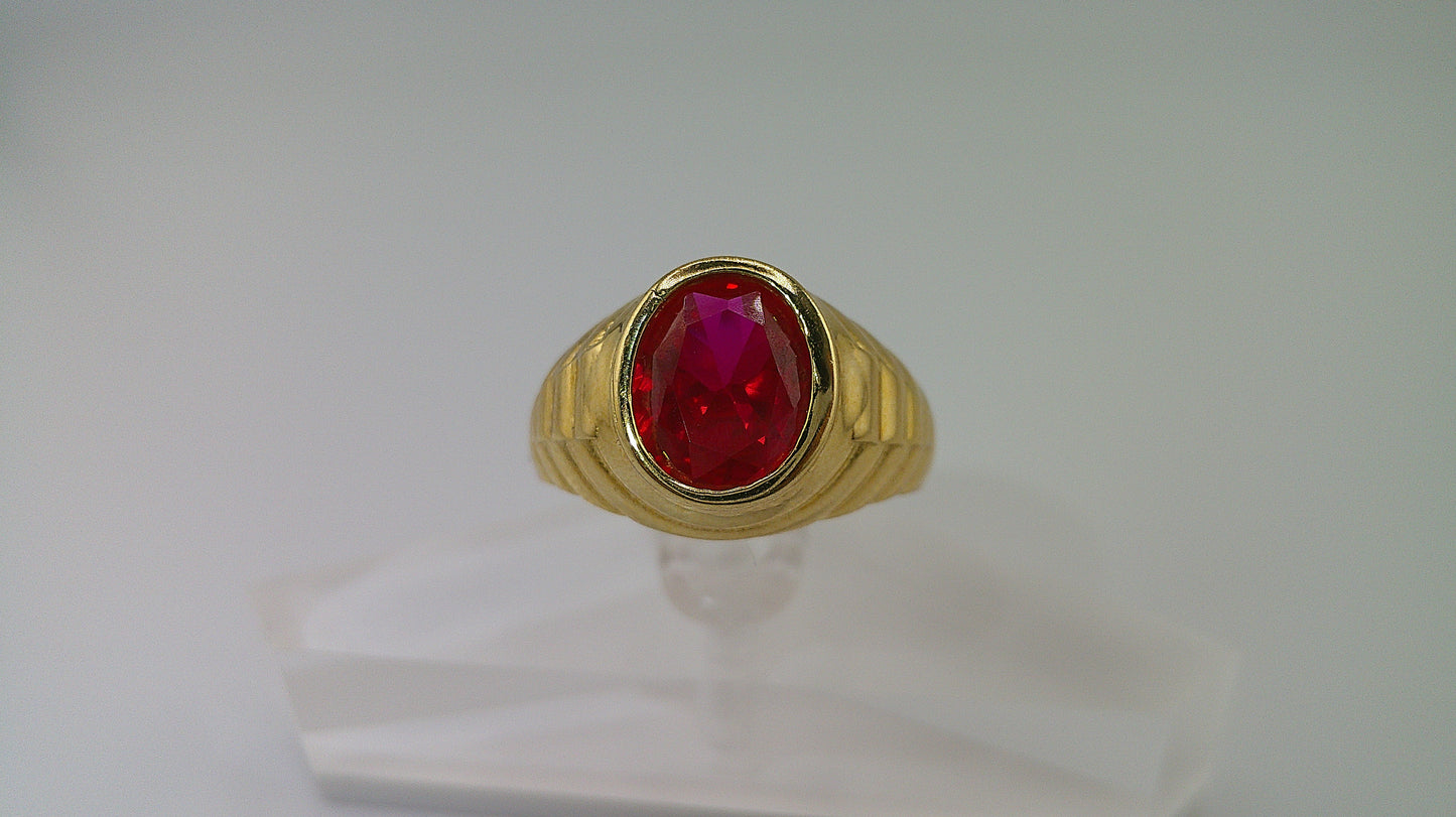14k gold ring | ruby oval stone center | size 10.5