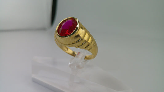 14k gold ring | ruby oval stone center | size 10.5
