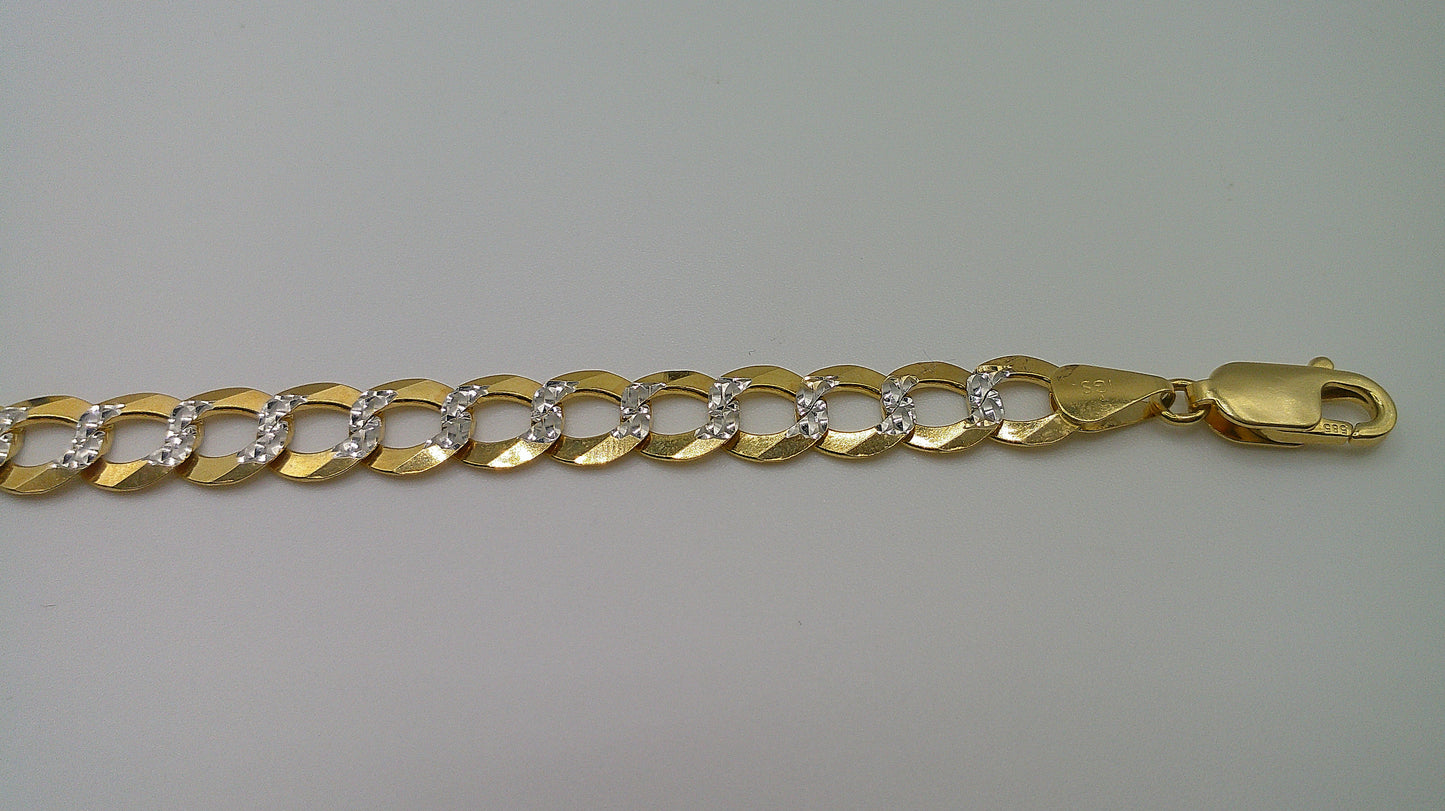 14k yellow gold flat Pave Cuban link bracelet | 8 inches