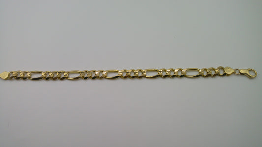 14k gold concave open figaro link bracelet | 7.5mm | 8 inches