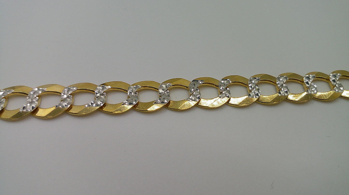 14k yellow gold flat Pave Cuban link bracelet | 8 inches