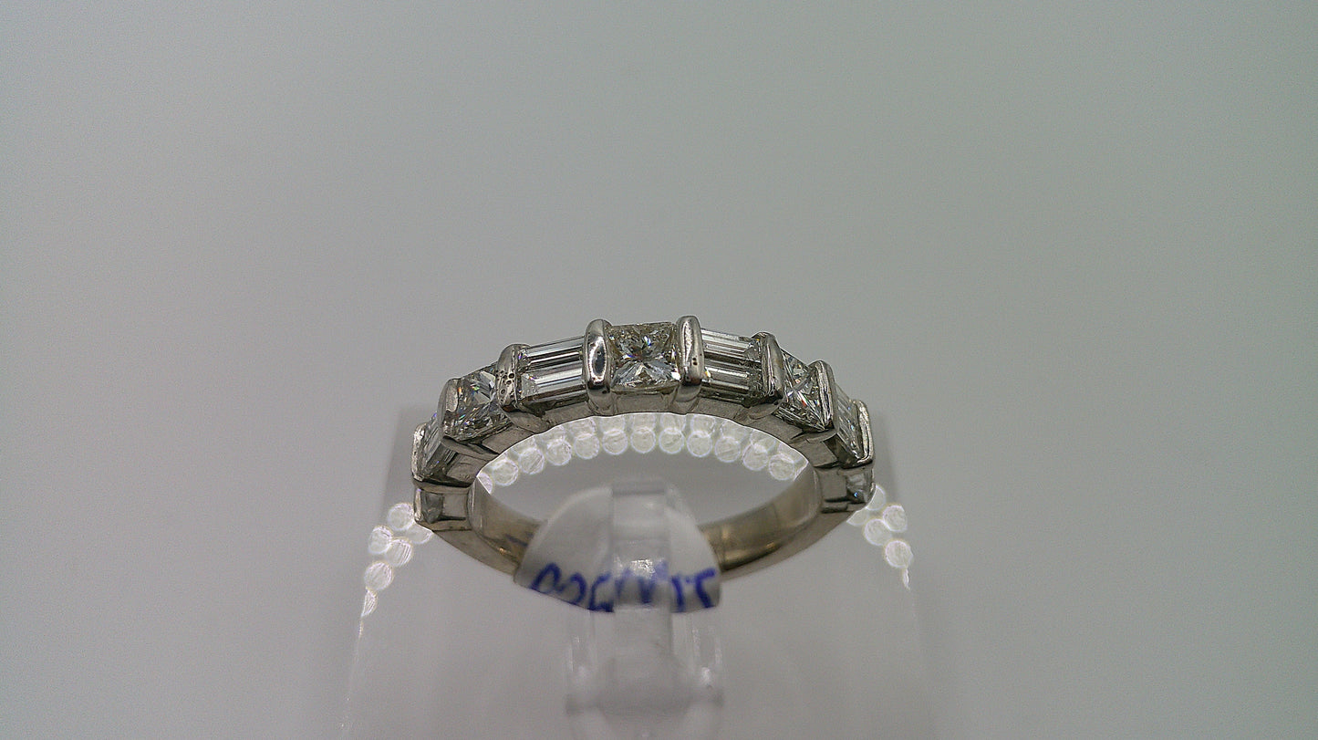 14k gold diamond ring | white gold | baguette with princess cut diamond design | 1.5 ct | size 7.5