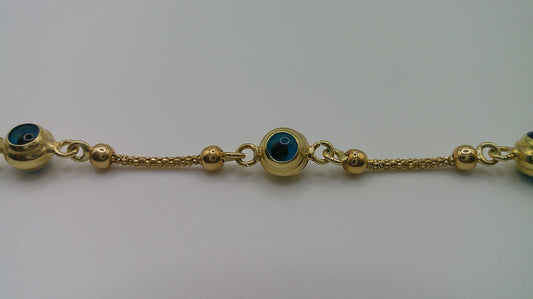 14k gold evil eye bracelet | 7.5 inches