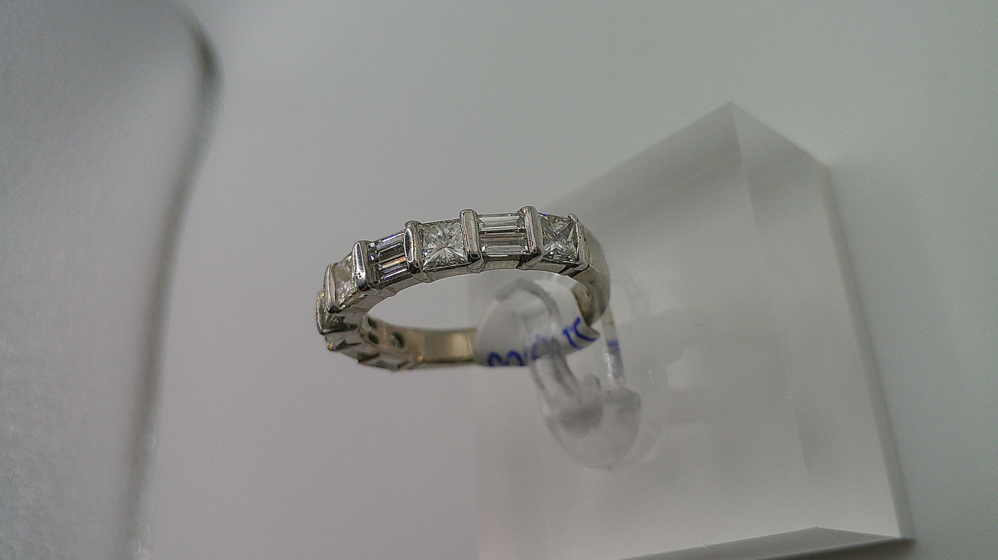 14k gold diamond ring | white gold | baguette with princess cut diamond design | 1.5 ct | size 7.5