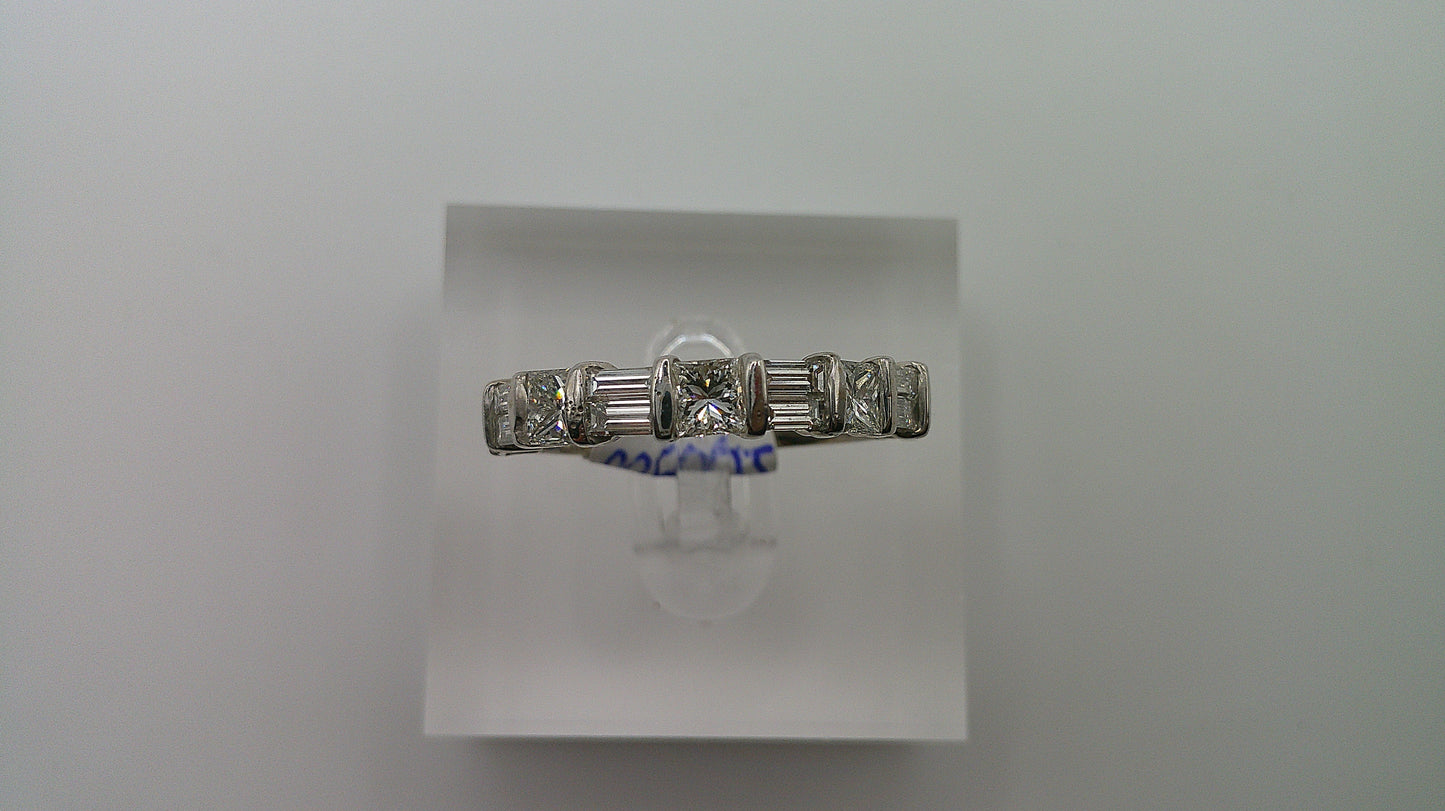 14k gold diamond ring | white gold | baguette with princess cut diamond design | 1.5 ct | size 7.5