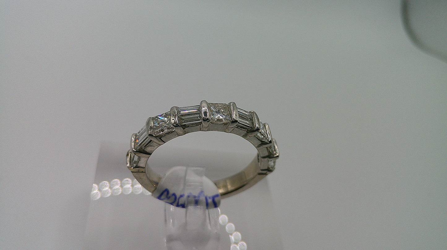 14k gold diamond ring | white gold | baguette with princess cut diamond design | 1.5 ct | size 7.5