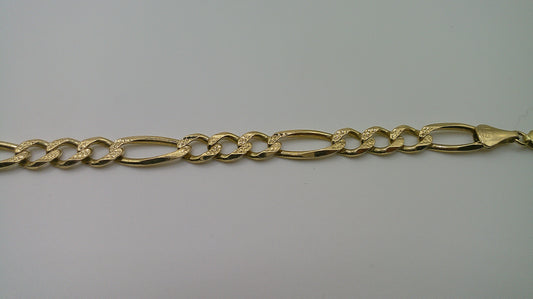 14k yellow gold Pave Figaro link bracelet | 8.5 inches