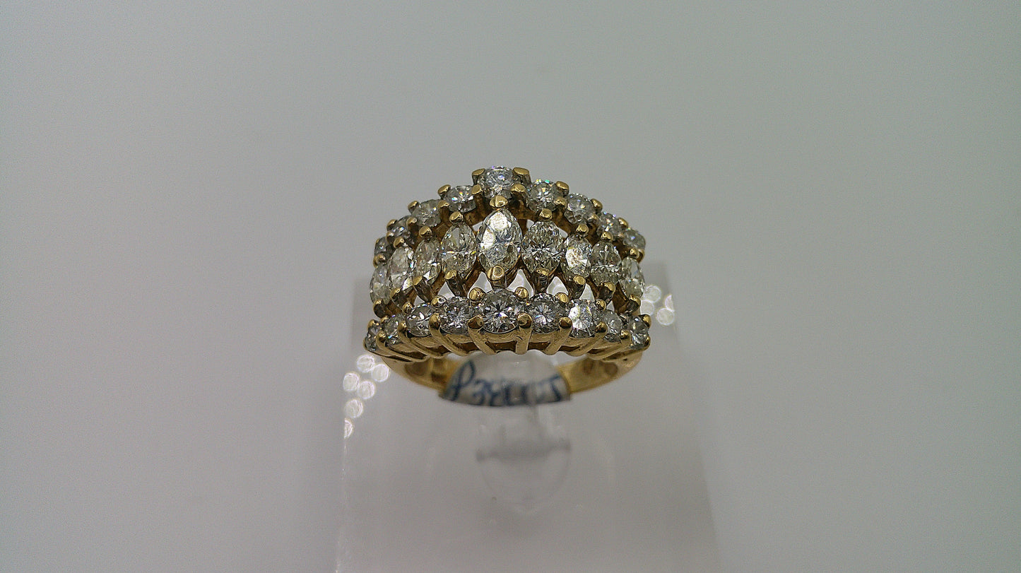 14k gold diamond ring | yellow gold | royal crown design | 2 ct | size 7.5