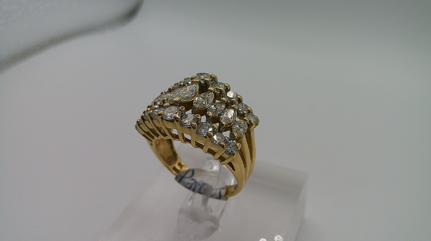 14k gold diamond ring | yellow gold | royal crown design | 2 ct | size 7.5