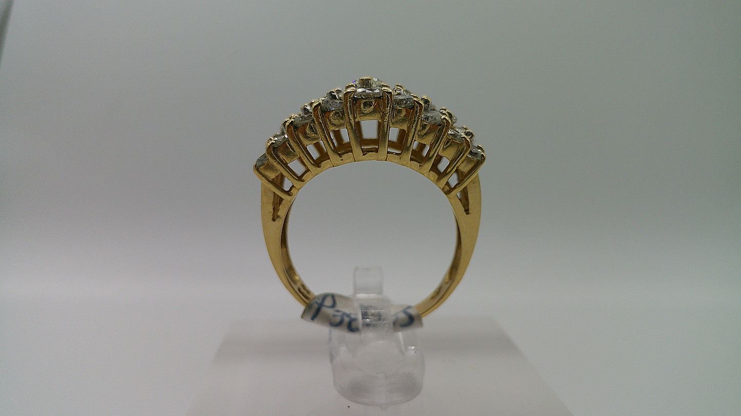 14k gold diamond ring | yellow gold | royal crown design | 2 ct | size 7.5