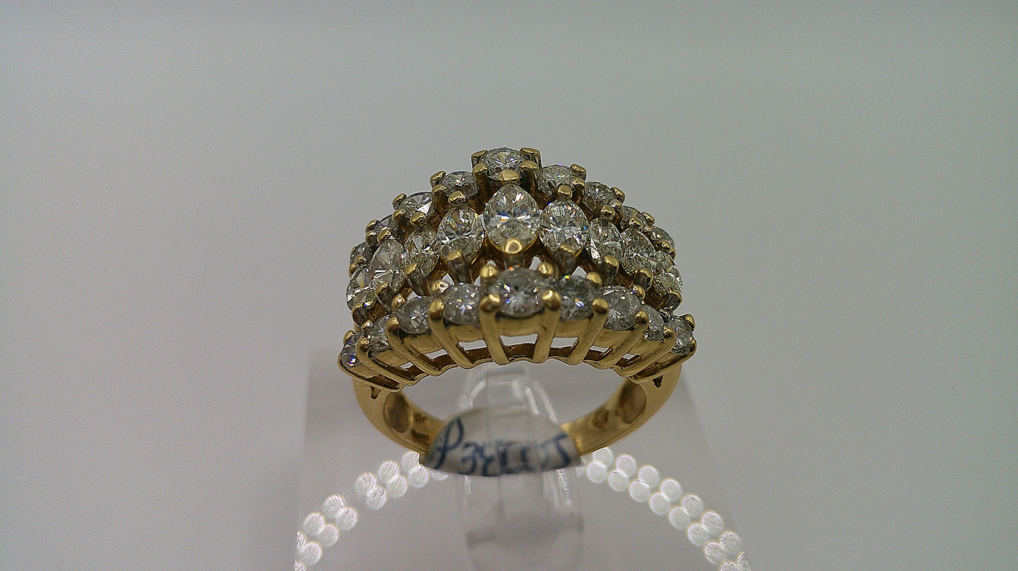 14k gold diamond ring | yellow gold | royal crown design | 2 ct | size 7.5