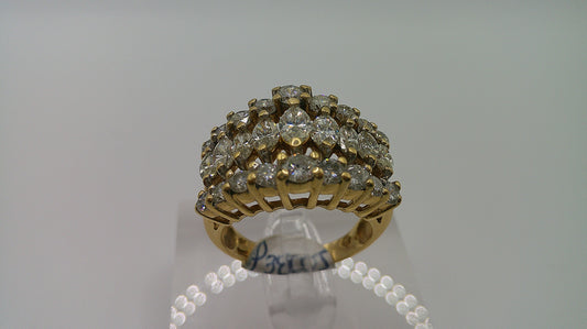 14k gold diamond ring | yellow gold | royal crown design | 2 ct | size 7.5