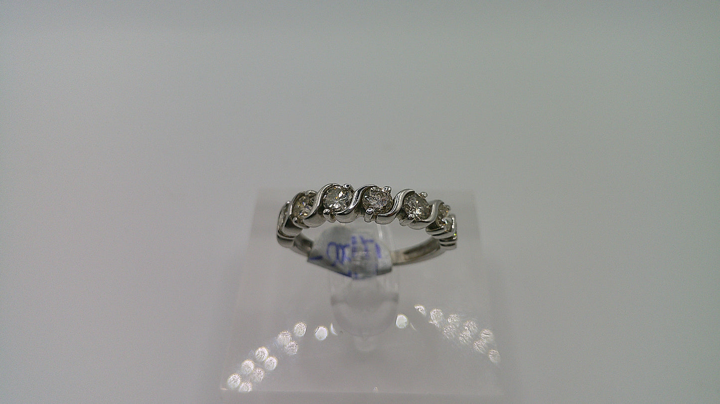 14k gold diamond ring | white gold | tennis design | .75 | size 7