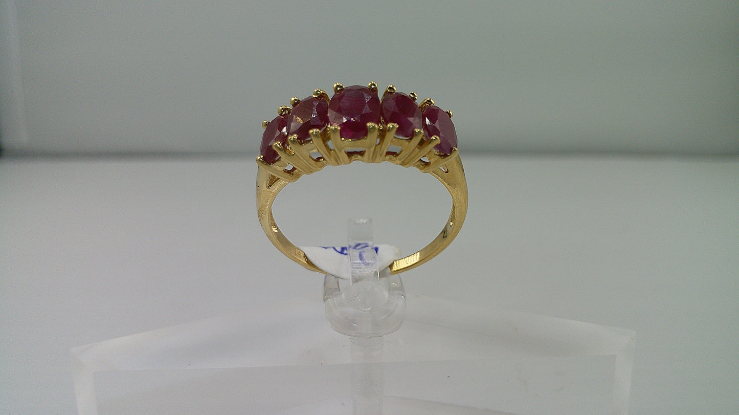 14k gold ring with five rubies | size 10