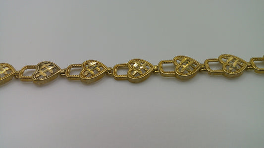 14k gold heart link bracelet | 6.5 inches