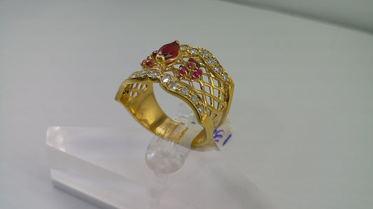14k gold ring with diamonds and rubies | .40 carat | size 8.75