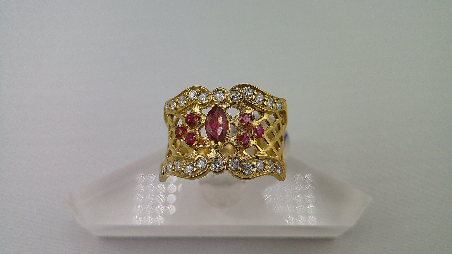14k gold ring with diamonds and rubies | .40 carat | size 8.75
