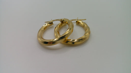 14k yellow gold | oval shiny twist hoop