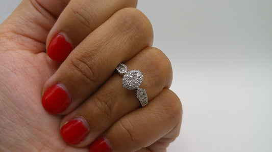 14k gold diamond ring | white gold | .68ct | size 7.25 | cluster design