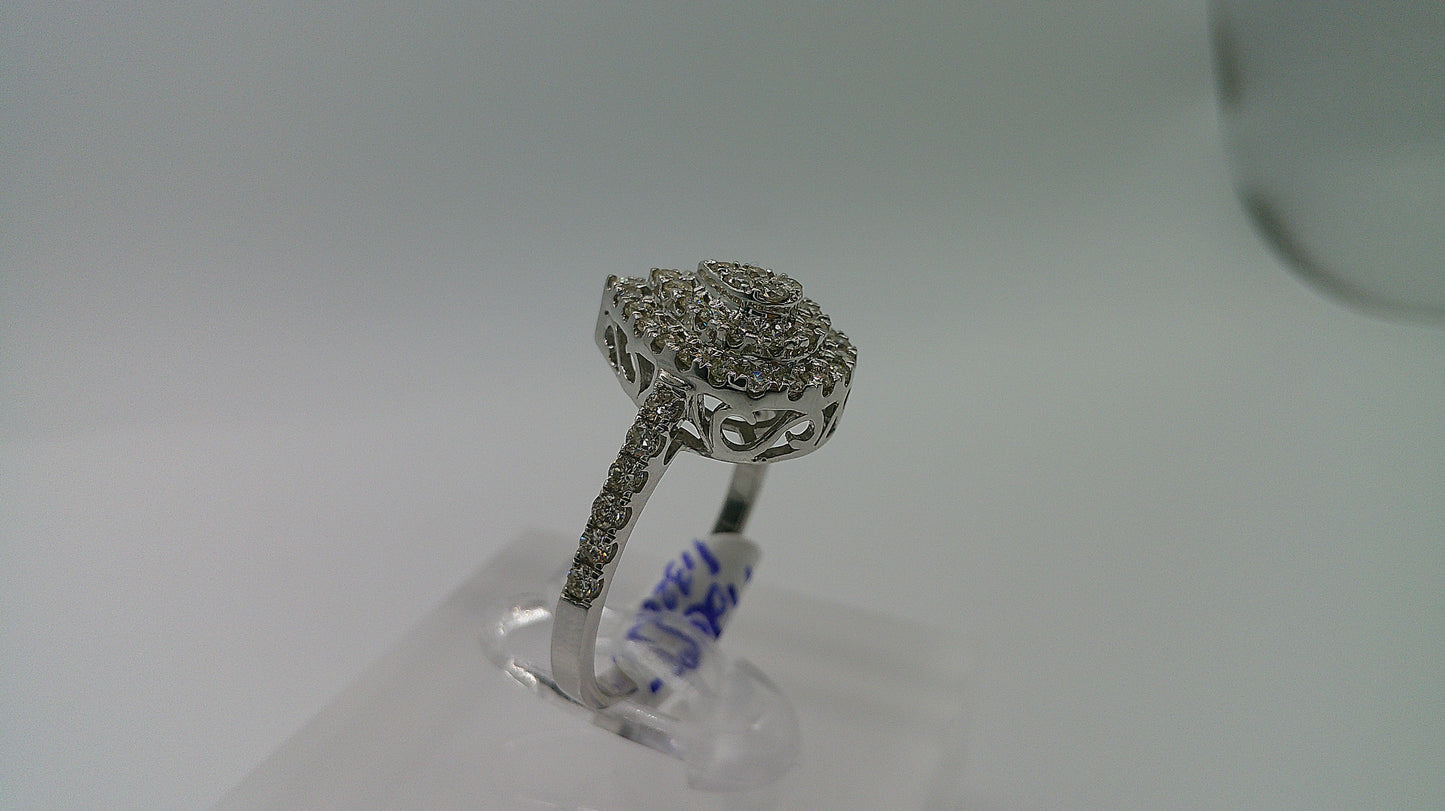 14k gold diamond ring | white gold | 1.32ct | size 7.25 | cluster design