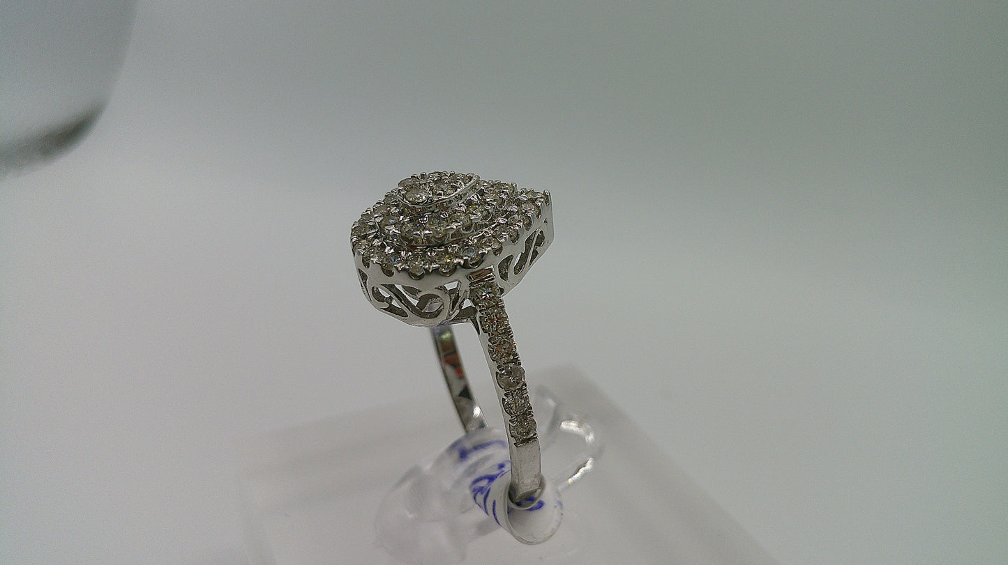 14k gold diamond ring | white gold | 1.32ct | size 7.25 | cluster design