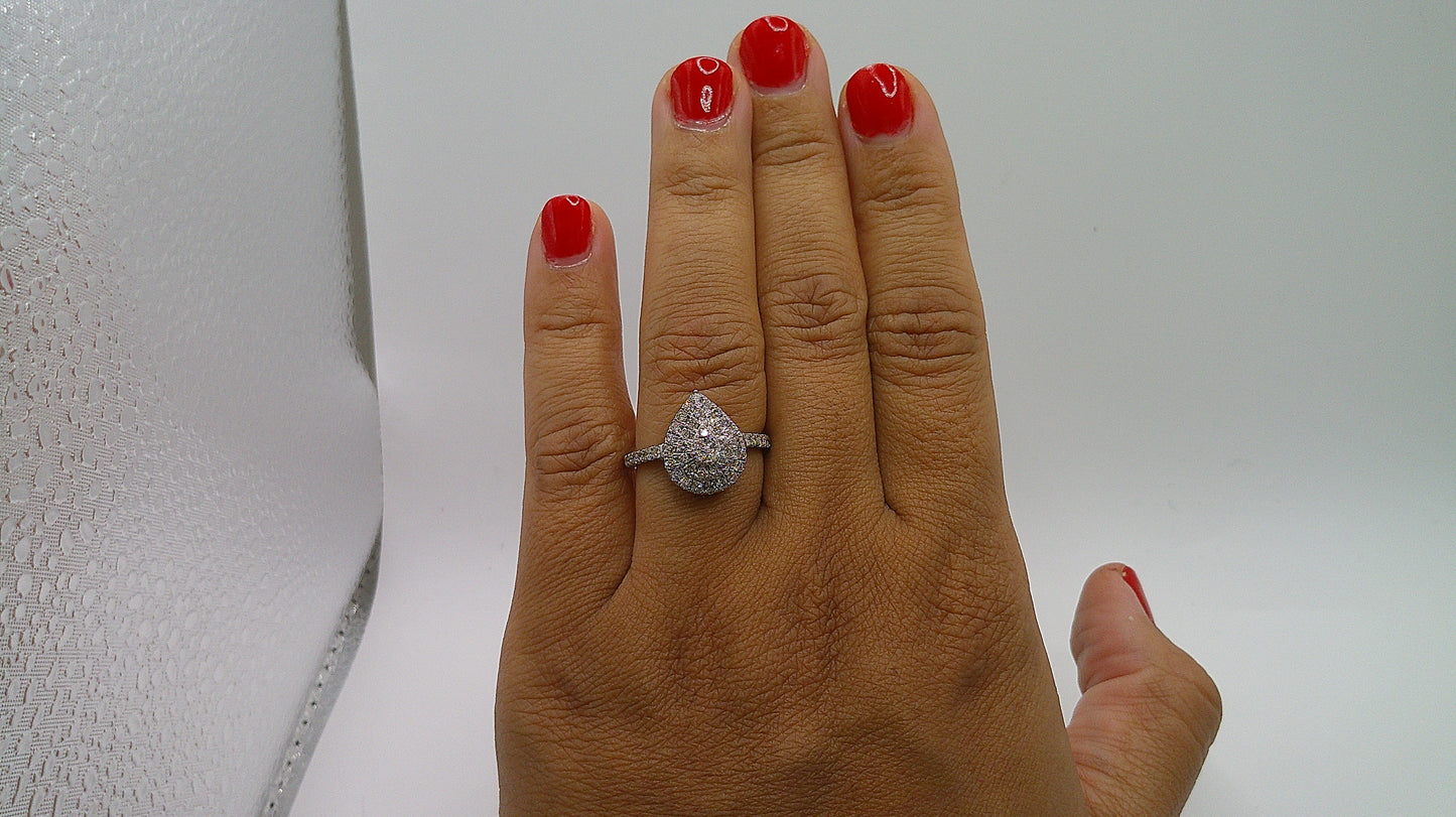 14k gold diamond ring | white gold | 1.32ct | size 7.25 | cluster design