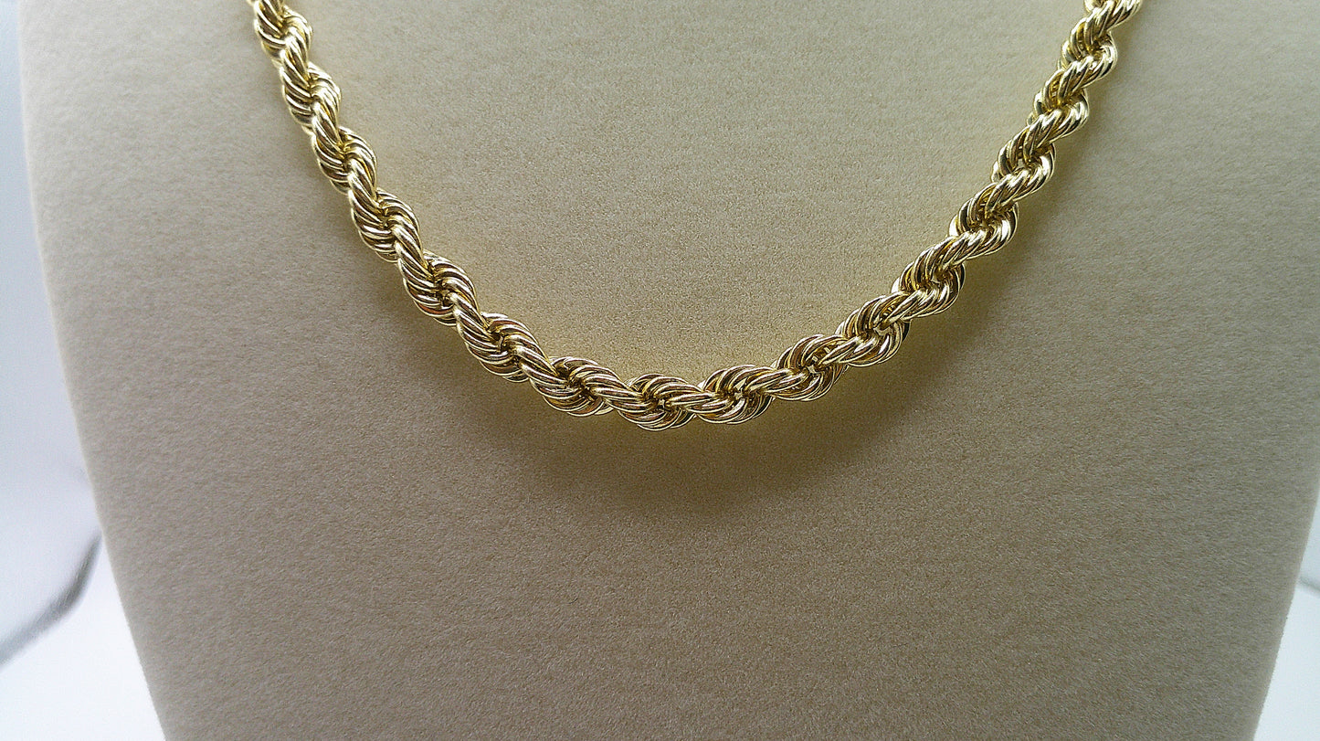 semi-solid rope chain | diamond cut | 14k gold | 18 inches length