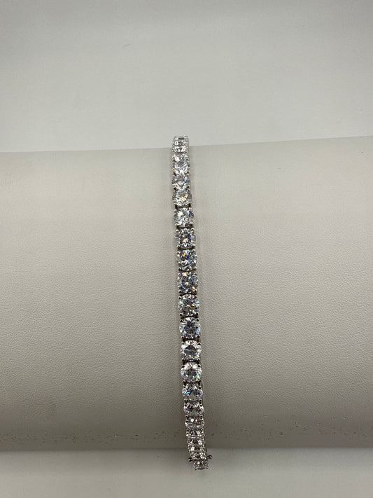 Sterling Silver 6mm Prong Set Round Zirconia Tennis Bracelet