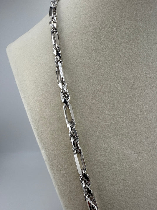 Sterling Silver 22inch 4mm Figarope Chain - Rhodium Plated