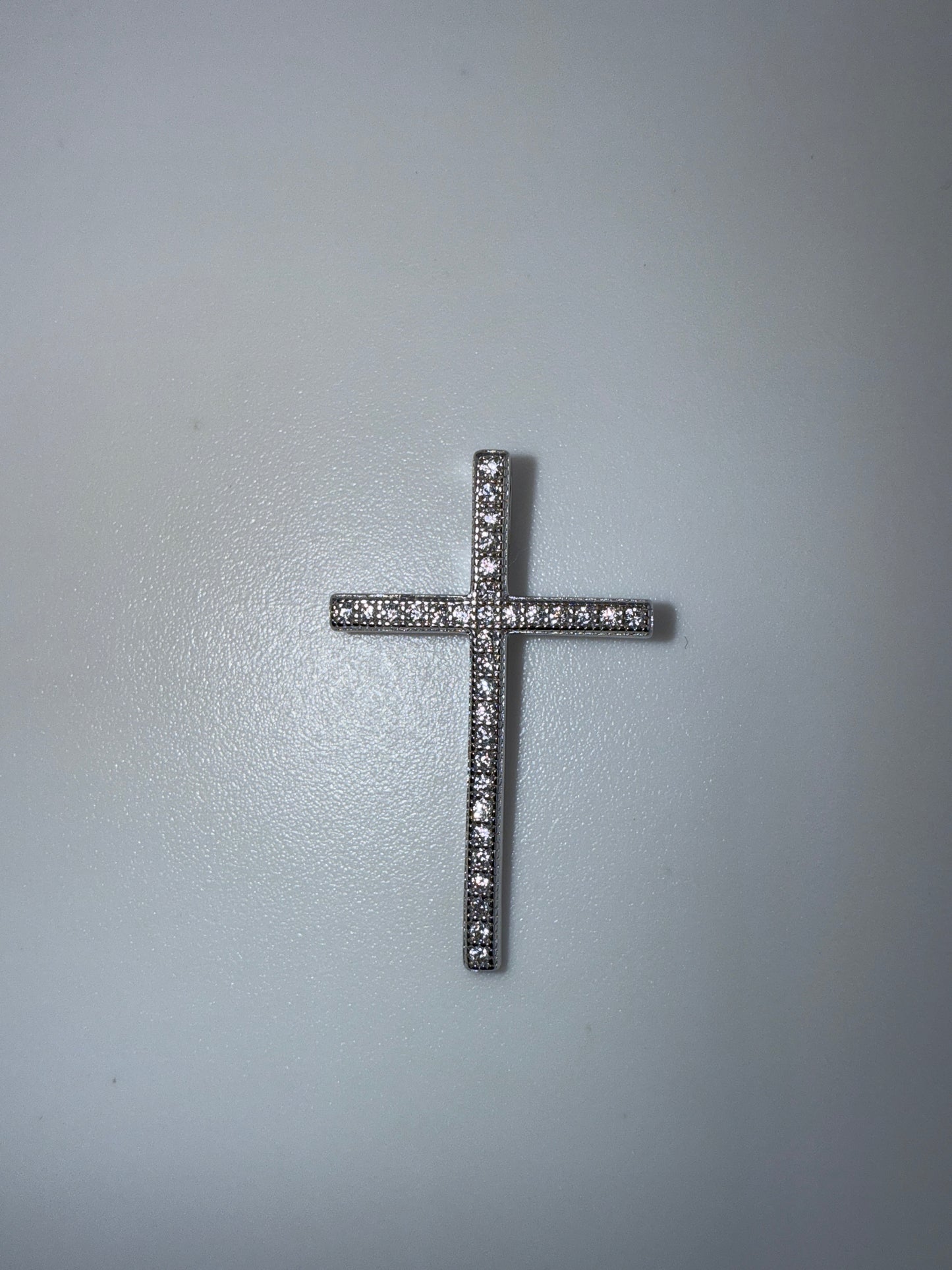Sterling Silver, 16x26mm Micro Pave Cross Pendant - Large